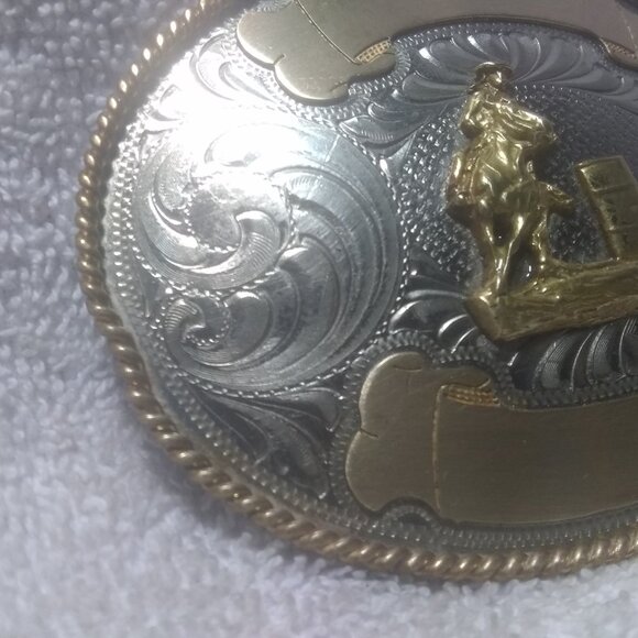 Montana Silversmiths Barrel Racing Trophy Belt Buckle Rodeo Cowgirl Nickel Nice main image 10